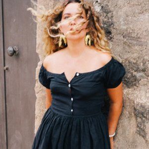 Black Linen Beatrice Valenzuela Pantelleria Dress